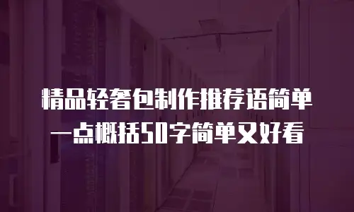 精品轻奢包制作推荐语简单一点概括50字简单又好看