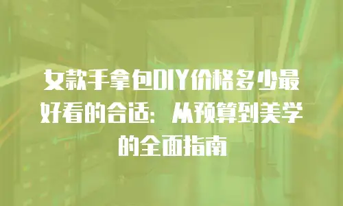 女款手拿包DIY价格多少最好看的合适：从预算到美学的全面指南