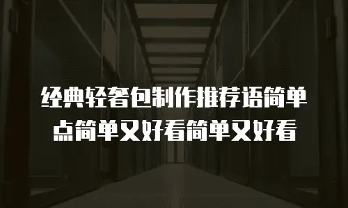 经典轻奢包制作推荐语简单点简单又好看简单又好看