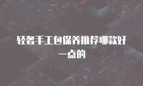 轻奢手工包保养推荐哪款好一点的