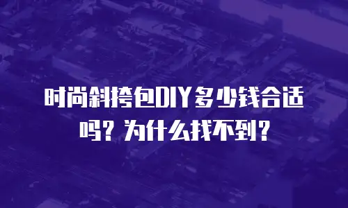 时尚斜挎包DIY多少钱合适吗？为什么找不到？