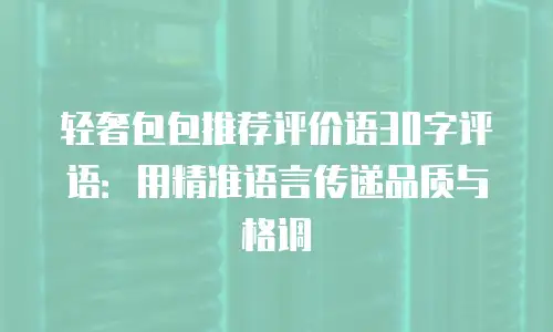 轻奢包包推荐评价语30字评语：用精准语言传递品质与格调