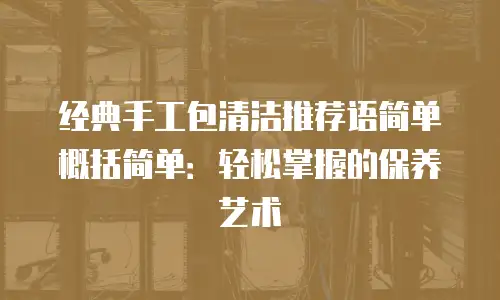 经典手工包清洁推荐语简单概括简单：轻松掌握的保养艺术