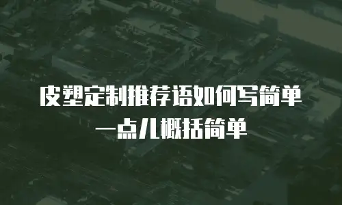 皮塑定制推荐语如何写简单一点儿概括简单