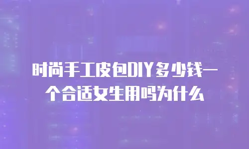 时尚手工皮包DIY多少钱一个合适女生用吗为什么