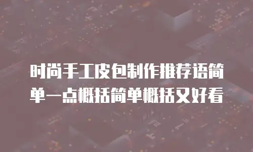 时尚手工皮包制作推荐语简单一点概括简单概括又好看