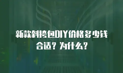新款斜挎包DIY价格多少钱合适？为什么？