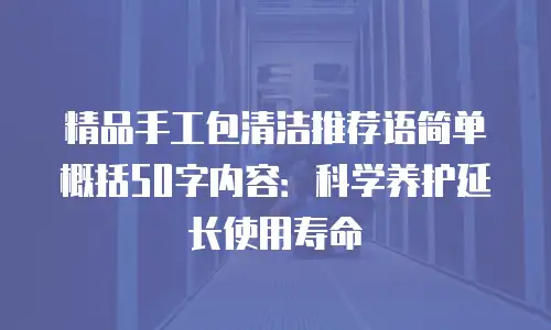 精品手工包清洁推荐语简单概括50字内容：科学养护延长使用寿命
