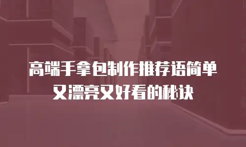 高端手拿包制作推荐语简单又漂亮又好看的秘诀