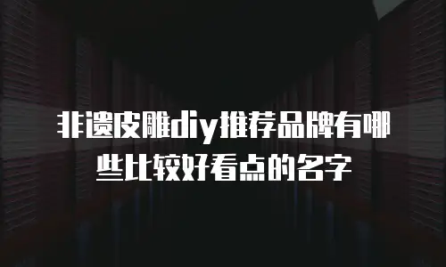 非遗皮雕diy推荐品牌有哪些比较好看点的名字