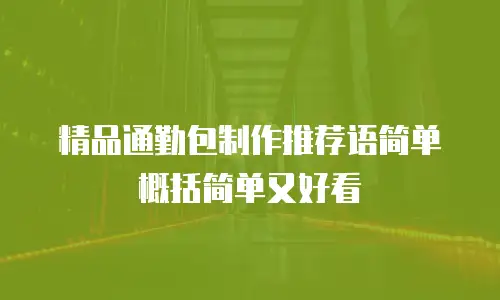 精品通勤包制作推荐语简单概括简单又好看