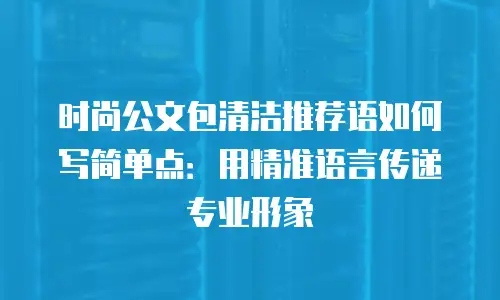 时尚公文包清洁推荐语如何写简单点：用精准语言传递专业形象
