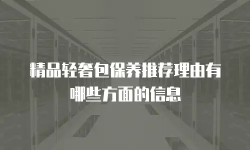 精品轻奢包保养推荐理由有哪些方面的信息