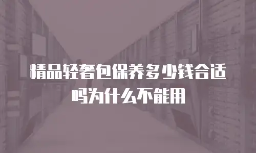 精品轻奢包保养多少钱合适吗为什么不能用