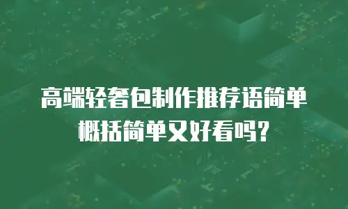 高端轻奢包制作推荐语简单概括简单又好看吗？
