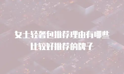 女士轻奢包推荐理由有哪些比较好推荐的牌子