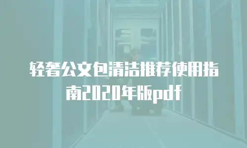 轻奢公文包清洁推荐使用指南2020年版pdf