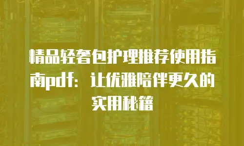 精品轻奢包护理推荐使用指南pdf：让优雅陪伴更久的实用秘籍