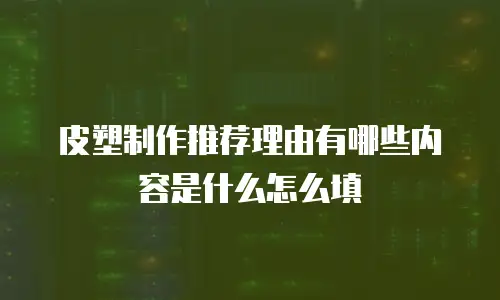 皮塑制作推荐理由有哪些内容是什么怎么填