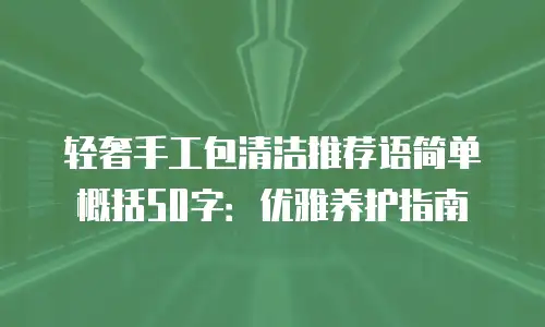 轻奢手工包清洁推荐语简单概括50字：优雅养护指南