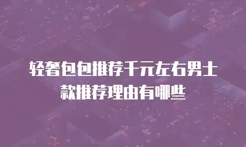 轻奢包包推荐千元左右男士款推荐理由有哪些