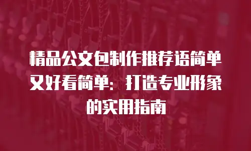 精品公文包制作推荐语简单又好看简单：打造专业形象的实用指南
