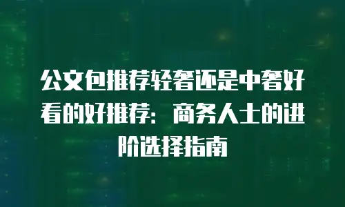公文包推荐轻奢还是中奢好看的好推荐：商务人士的进阶选择指南