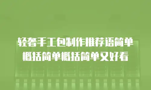 轻奢手工包制作推荐语简单概括简单概括简单又好看