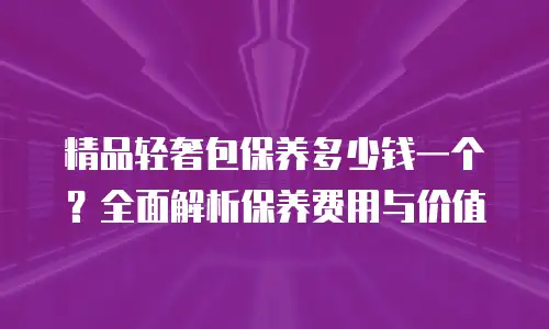 精品轻奢包保养多少钱一个？全面解析保养费用与价值