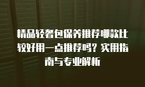精品轻奢包保养推荐哪款比较好用一点推荐吗？实用指南与专业解析
