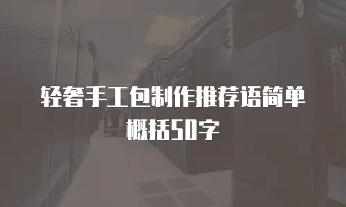 轻奢手工包制作推荐语简单概括50字
