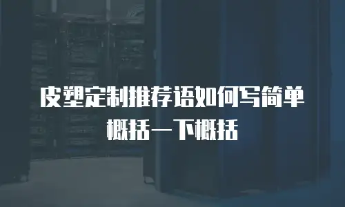 皮塑定制推荐语如何写简单概括一下概括