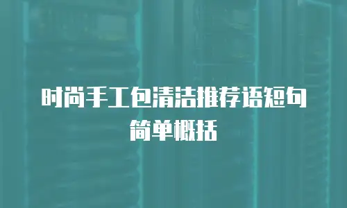 时尚手工包清洁推荐语短句简单概括