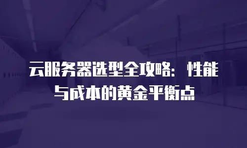 云服务器选型全攻略：性能与成本的黄金平衡点