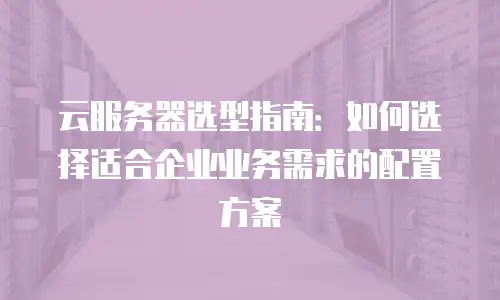 云服务器选型指南：如何选择适合企业业务需求的配置方案