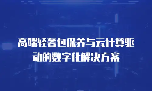 高端轻奢包保养与云计算驱动的数字化解决方案