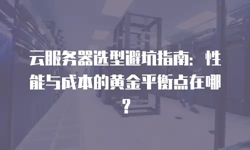 云服务器选型避坑指南：性能与成本的黄金平衡点在哪？