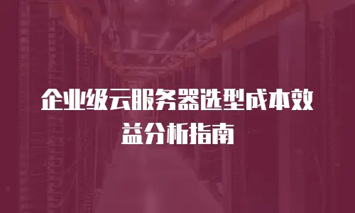 企业级云服务器选型成本效益分析指南
