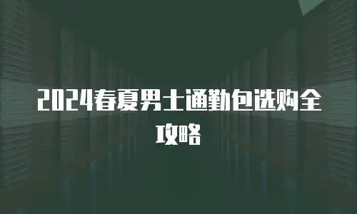 2024春夏男士通勤包选购全攻略
