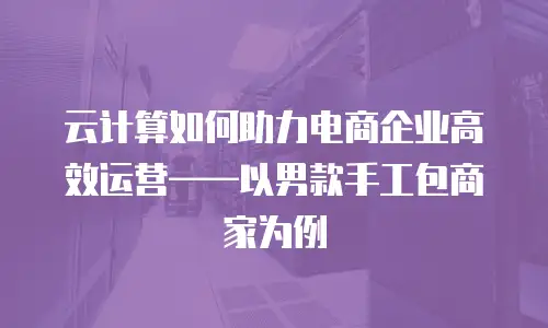 云计算如何助力电商企业高效运营&mdash;&mdash;以男款手工包商家为例