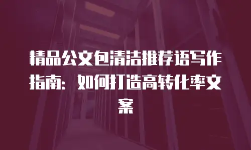 精品公文包清洁推荐语写作指南：如何打造高转化率文案