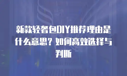 新款轻奢包DIY推荐理由是什么意思？如何高效选择与判断