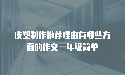 皮塑制作推荐理由有哪些方面的作文三年级简单