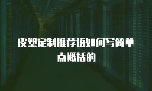 皮塑定制推荐语如何写简单点概括的
