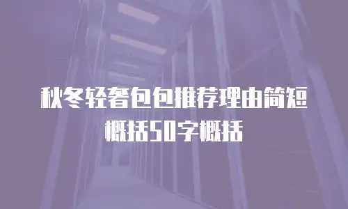 秋冬轻奢包包推荐理由简短概括50字概括