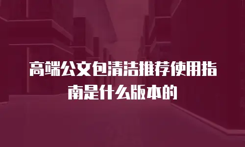 高端公文包清洁推荐使用指南是什么版本的