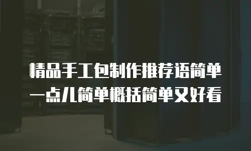 精品手工包制作推荐语简单一点儿简单概括简单又好看