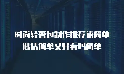 时尚轻奢包制作推荐语简单概括简单又好看吗简单