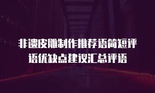 非遗皮雕制作推荐语简短评语优缺点建议汇总评语