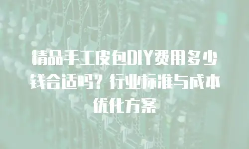 精品手工皮包DIY费用多少钱合适吗？行业标准与成本优化方案